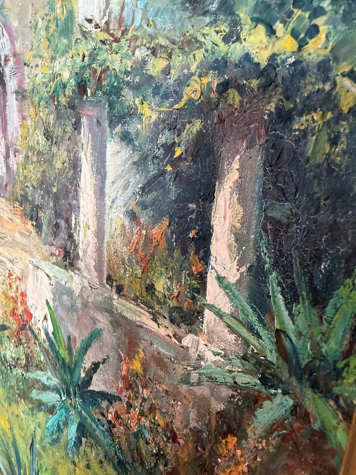 Lot 1015: L. Ginelli Original Oil Painting, Southern Italian Coastal Village, Ornate Gold Frame, 54 x 30 in