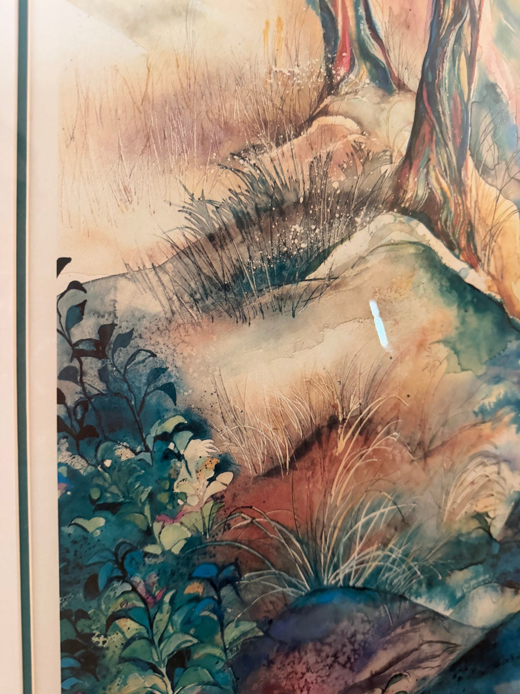 Lot 1017: Nature's Sanctuary Watercolor Art Print, Pencil Signed and Inscribed, 1998, Framed, 33 x 42 in