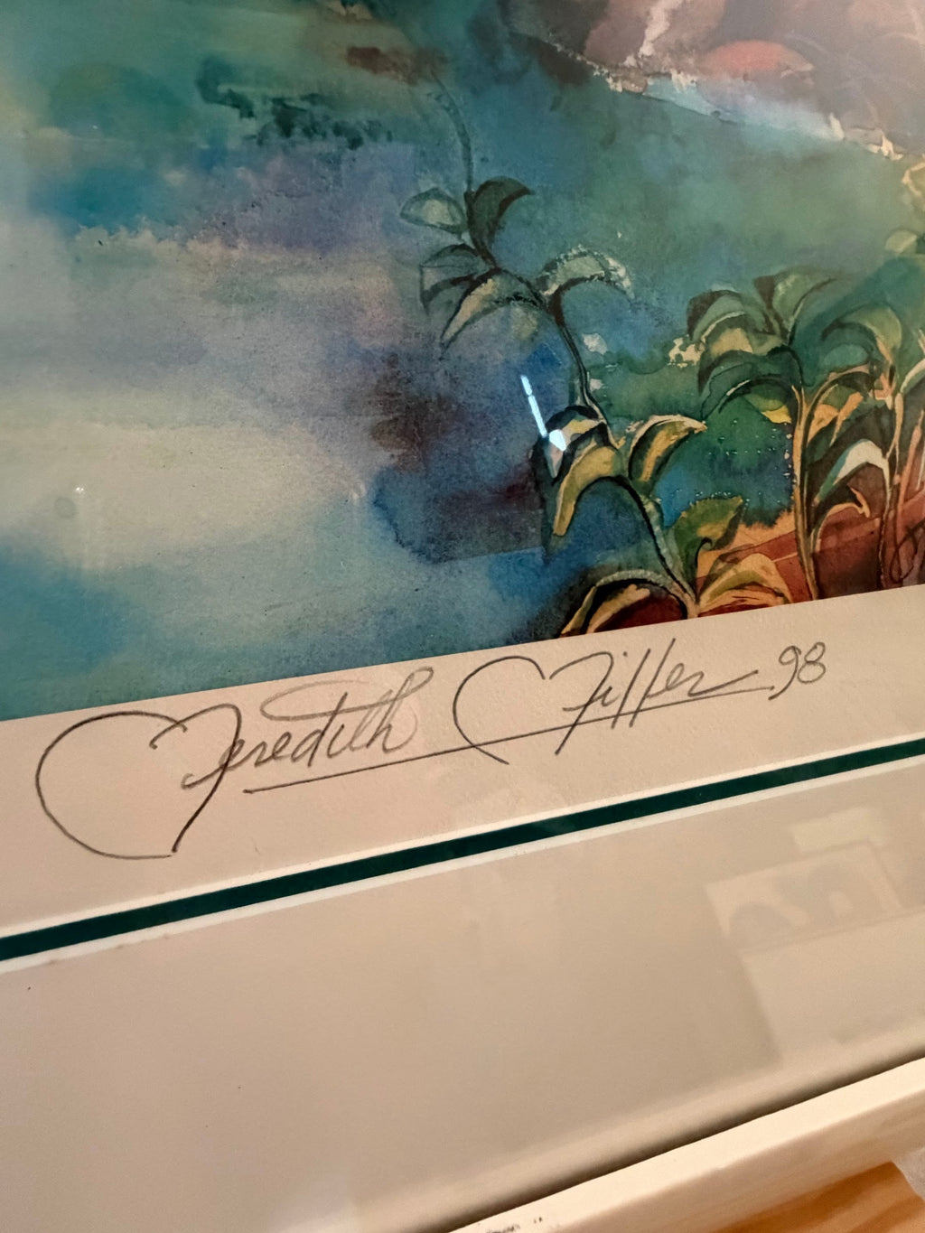 Lot 1017: Nature's Sanctuary Watercolor Art Print, Pencil Signed and Inscribed, 1998, Framed, 33 x 42 in