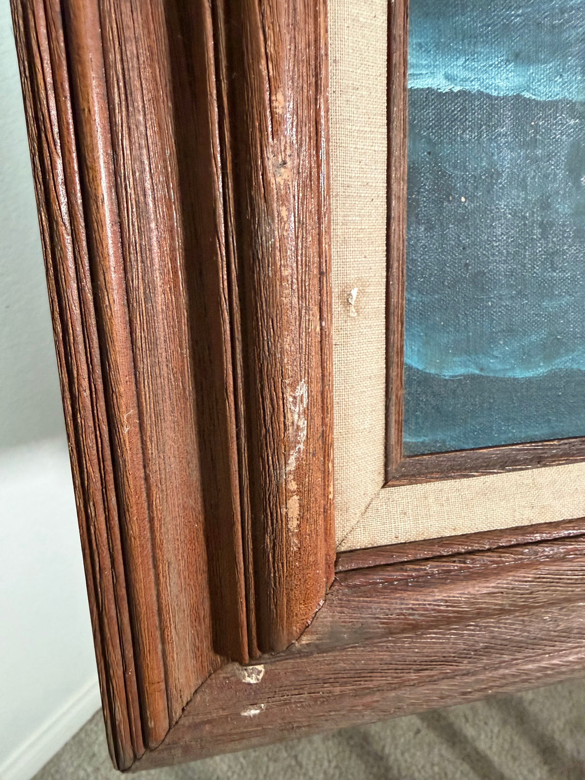 Lot 1018: Large Clipper Ship Oil Painting, Full Sail on Rolling Seas with Lighthouse, Signed, Wood Frame, 43 x 31 in