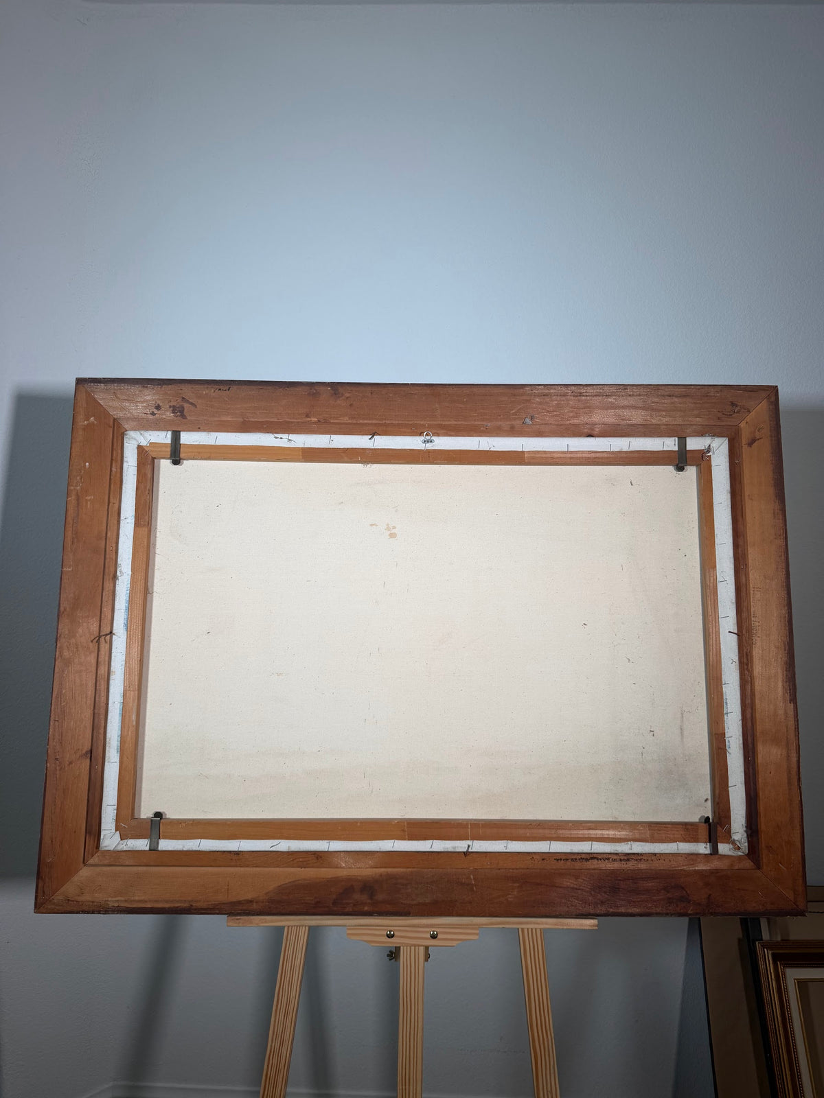 Lot 1018: Large Clipper Ship Oil Painting, Full Sail on Rolling Seas with Lighthouse, Signed, Wood Frame, 43 x 31 in