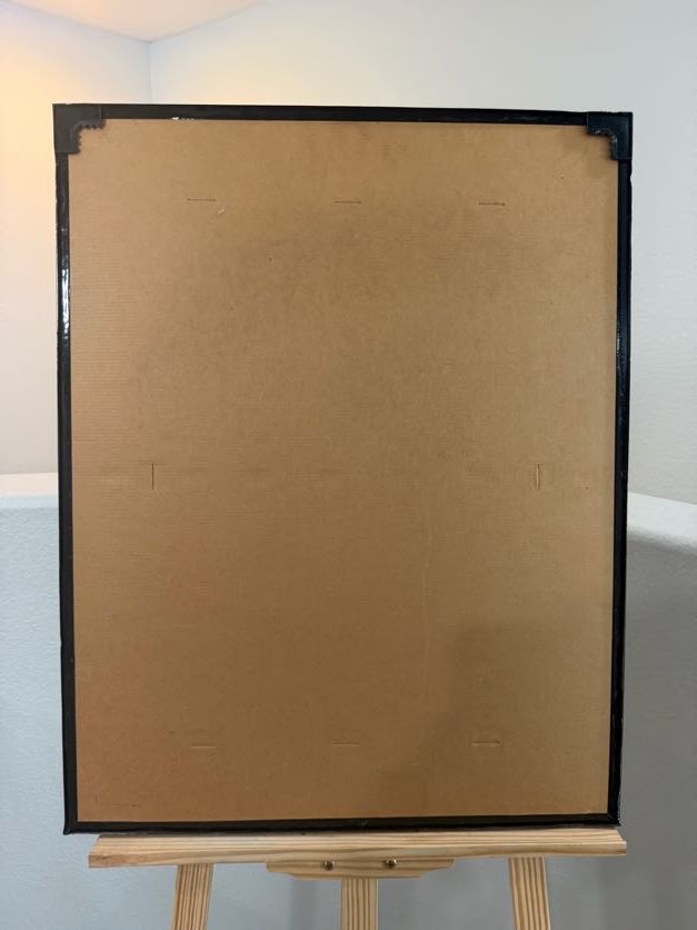 Lot 1021: Iris and Lily Floral Bouquet Art Print, Soft Watercolor Style, Black Frame, 22 x 28 in