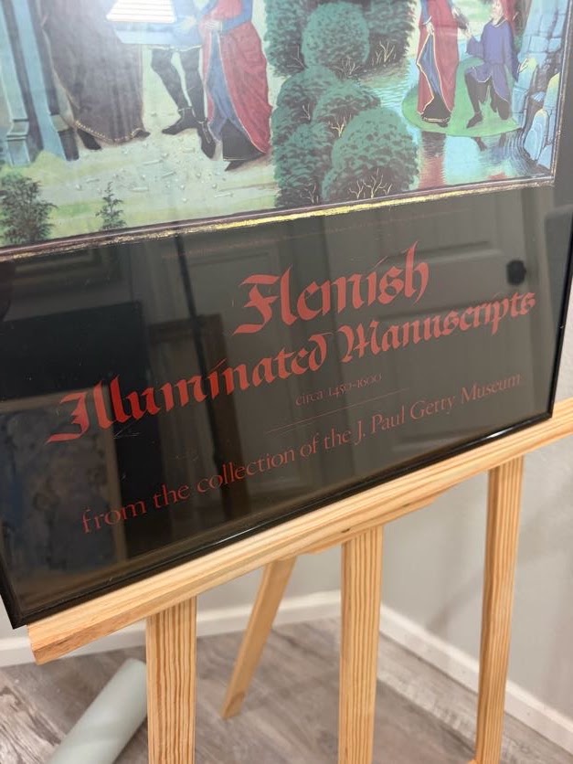 Lot 1022: Flemish Illuminated Manuscripts Exhibition Poster, J. Paul Getty Museum, Black Frame, 18 x 20 in