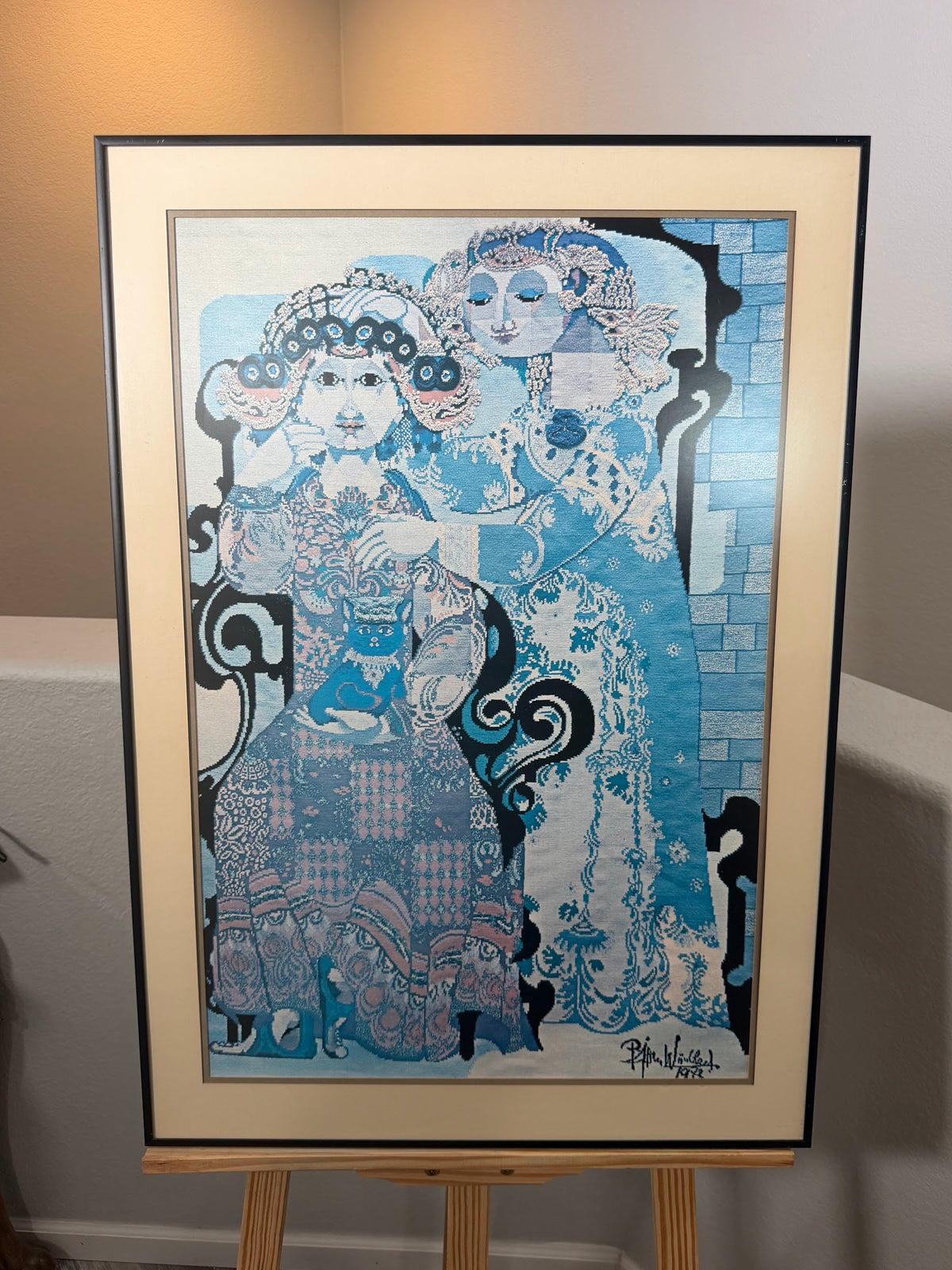 Lot 1023: Bjorn Wiinblad Arabian Nights Tapestry Poster, Dallas Apparel Mart, Framed, 21 x 30 in