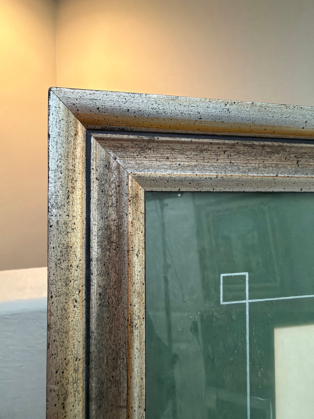 Lot 1033: Ethan Allen Framed Engraving After Ruysdael, Wooded Landscape with Great Tree, Green Mat, Silver Frame, 26.5 x 22.5 in