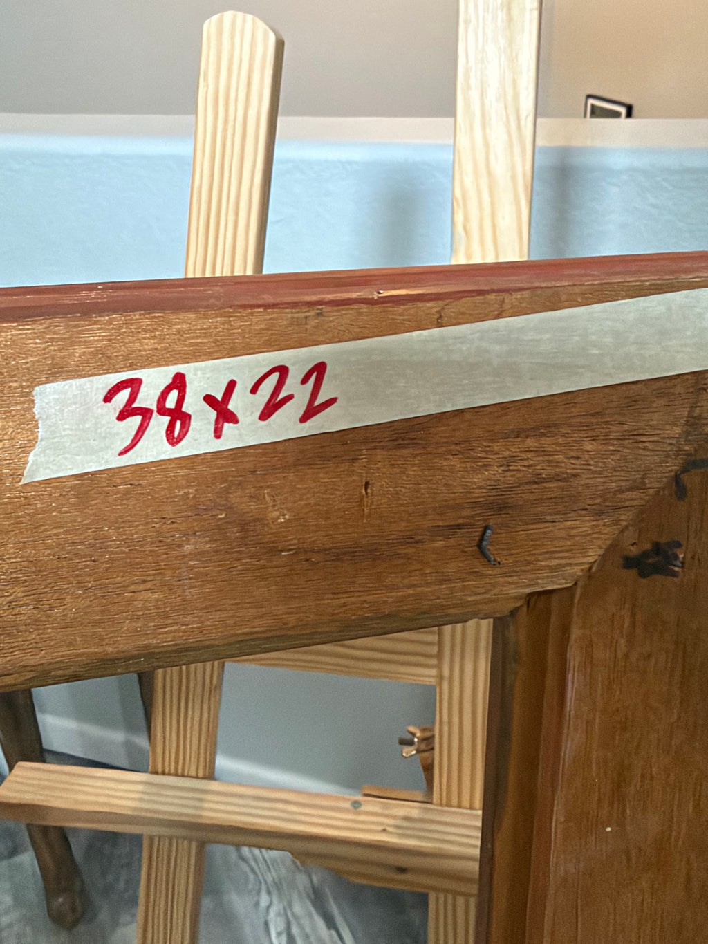 Lot 1036: Large Vintage Carved Gilt Wood Picture Frame, Ornate Scroll Border, Empty, 38 x 22 in