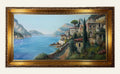 Lot 1015: L. Ginelli Original Oil Painting, Southern Italian Coastal Village, Ornate Gold Frame, 54 x 30 in