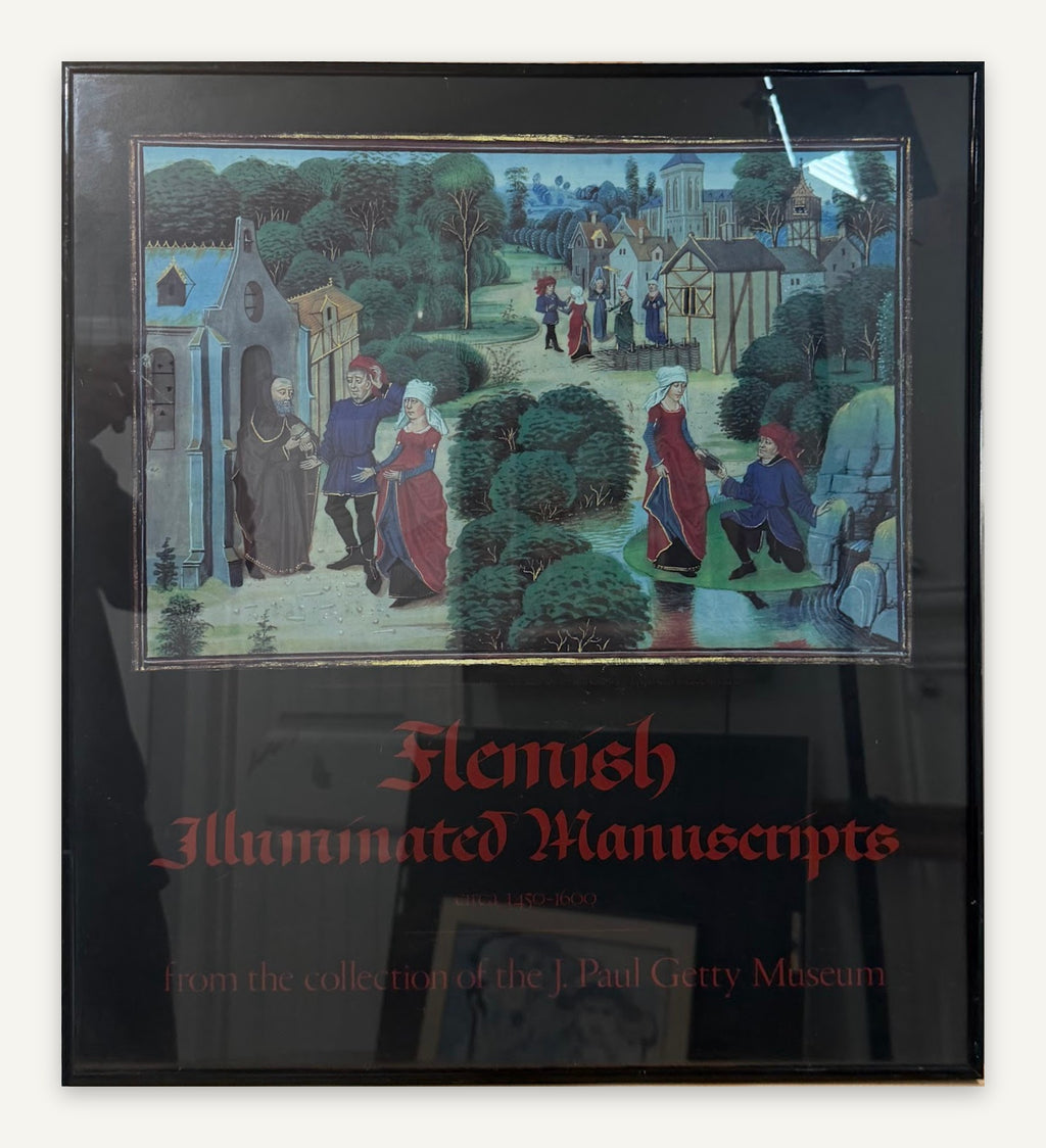Lot 1022: Flemish Illuminated Manuscripts Exhibition Poster, J. Paul Getty Museum, Black Frame, 18 x 20 in