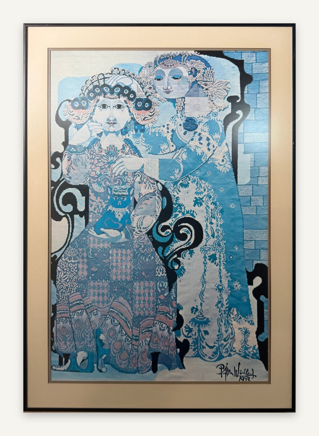 Lot 1023: Bjorn Wiinblad Arabian Nights Tapestry Poster, Dallas Apparel Mart, Framed, 21 x 30 in