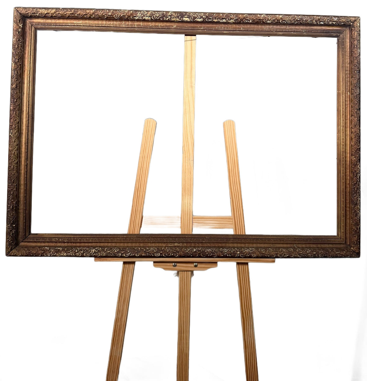Lot 1026: Ornate Gold Picture Frame, Raised Scrollwork with Antiqued Finish, Empty, Vintage