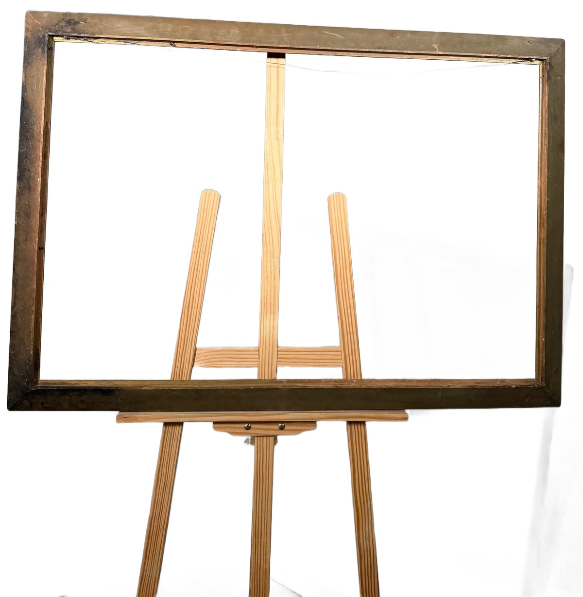 Lot 1027: Large Vintage Gilt Wood Picture Frame, Distressed Gold Finish, Empty, 40 x 28 in
