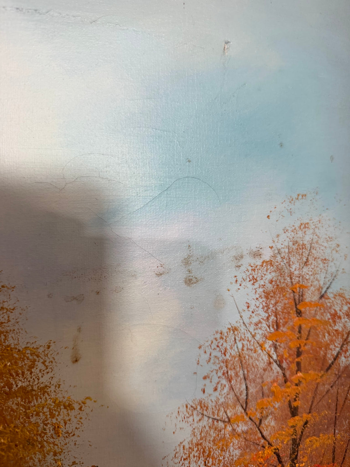 Lot 633: Original Autumn Water Mill Oil Painting, Red Mill and Waterwheel, Signed, 25 x 30 in