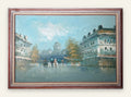 Large Parisian Street Scene Oil Painting, Signed Jim Brown, Framed, 41 x 29 in