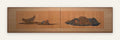 Lot 1003: Mid Century Asian Grasscloth Wall Panel, Junks and Mountains, Wood Frame, 70 x 17 in