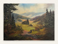 Lot 679: Original Oil Painting, Pastoral Valley with Cypress Trees and Rail Fence, Signed, 27.5 x 20 in