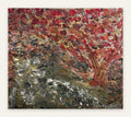 Lot 602: Heavy Impasto Abstract Oil Painting on Canvas, Crimson Rust and Gold, 24 x 21 in