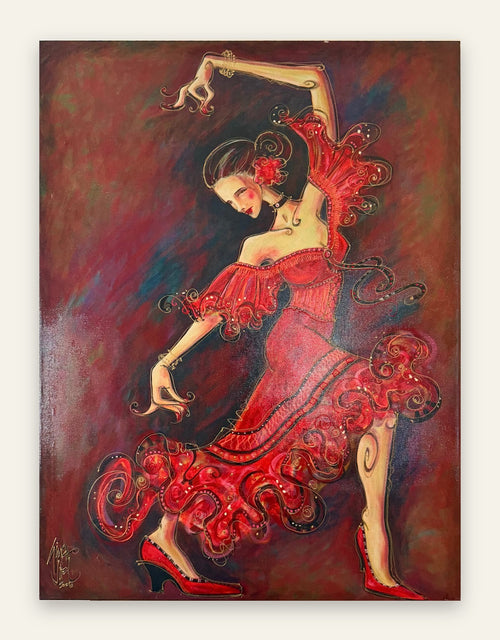 Gina Jrel Flamenco Passion, Signed and Numbered Limited Edition Giclee on Canvas, Hand Embellished, 30 x 40 in