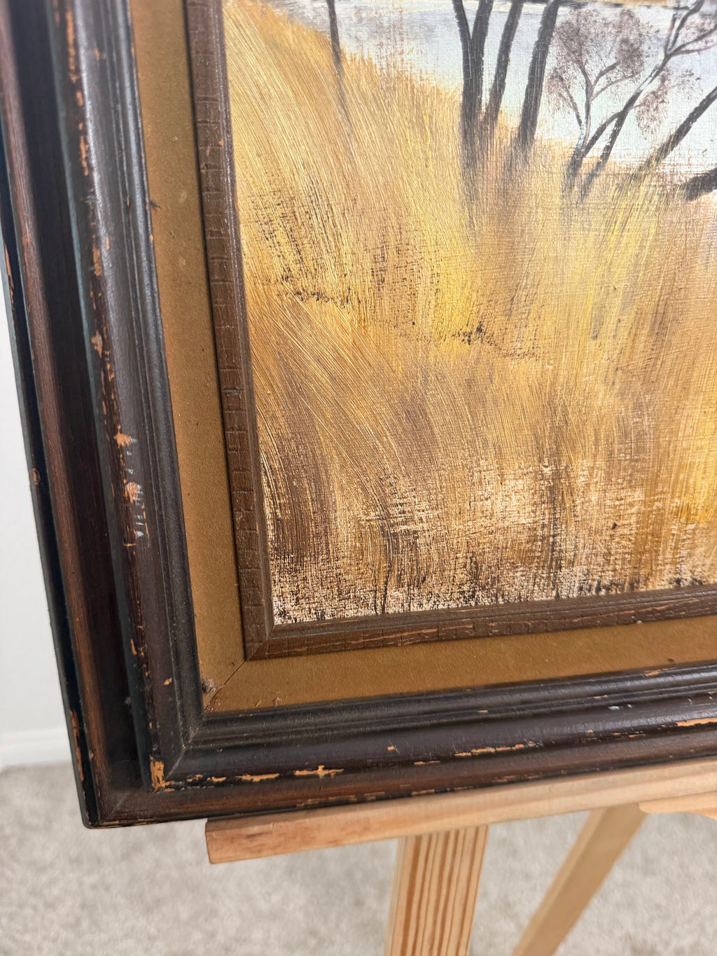 Lot 1002: Original Oil Painting, Riverside Boathouses in Winter Light, Signed, Framed, 25 x 21 in