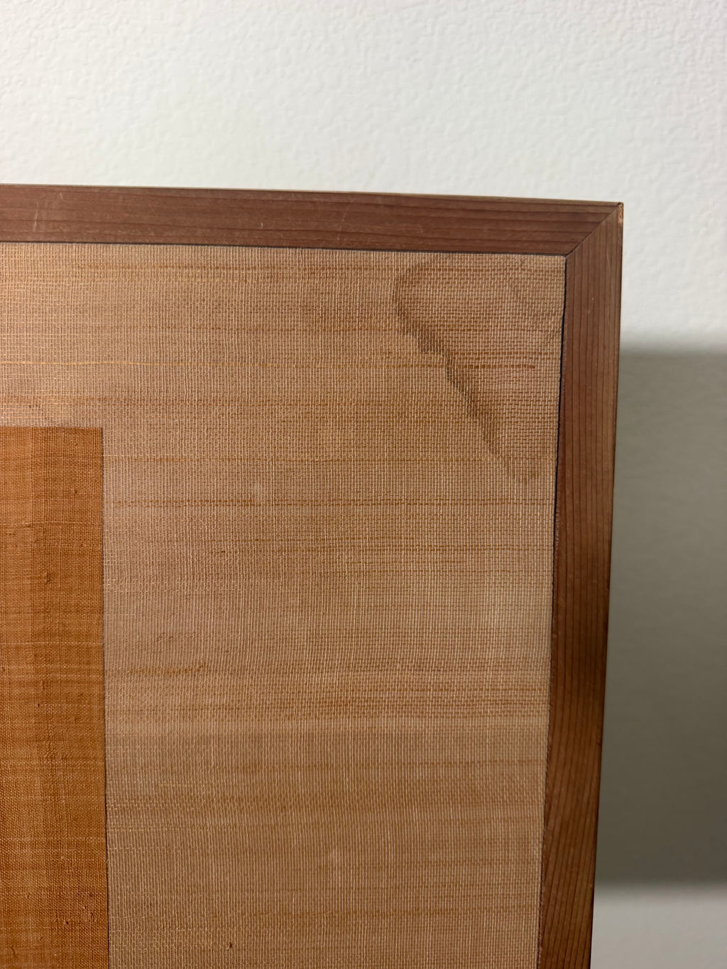 Lot 1003: Mid Century Asian Grasscloth Wall Panel, Junks and Mountains, Wood Frame, 70 x 17 in