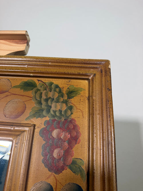 Lot 1004: Hand Painted Wood Wall Mirror, Grapes and Plums, 21 x 25 in