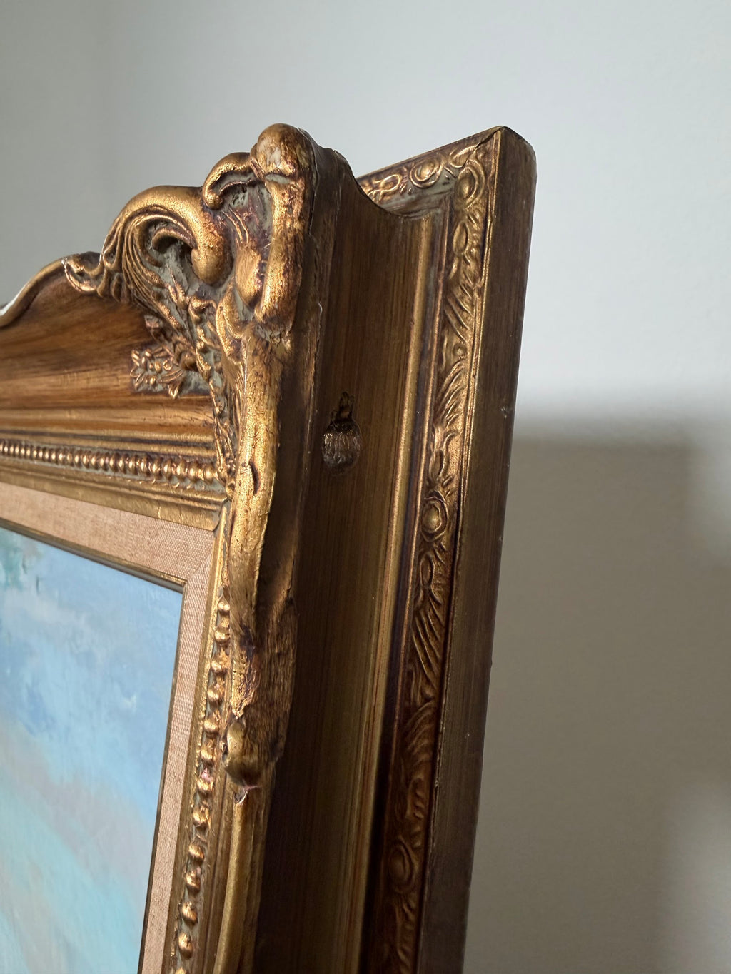 Lot 613: Polseno Oil on Canvas, Victorian Ladies by the Water, Ornate Gold Gilt Frame, 33 x 28 in