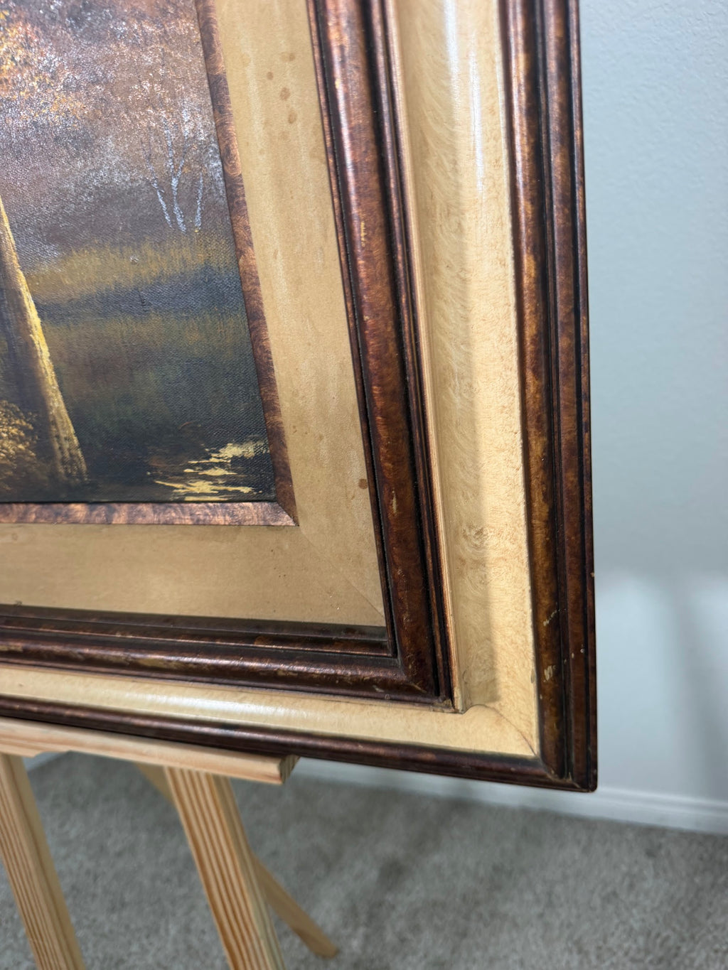 Lot 629: Original Autumn Landscape Oil Painting, Golden Woodland Stream, Signed Fochte, 31 x 27 in