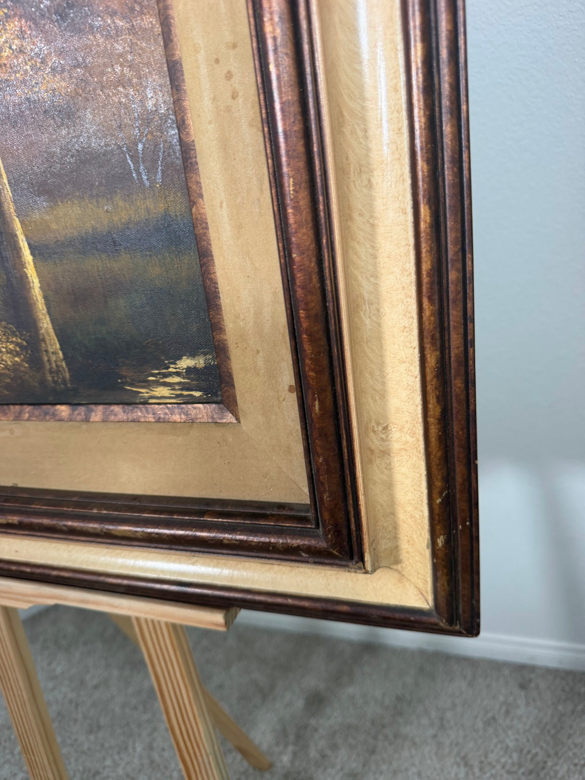 Lot 629: Original Autumn Landscape Oil Painting, Golden Woodland Stream, Signed Fochte, 31 x 27 in