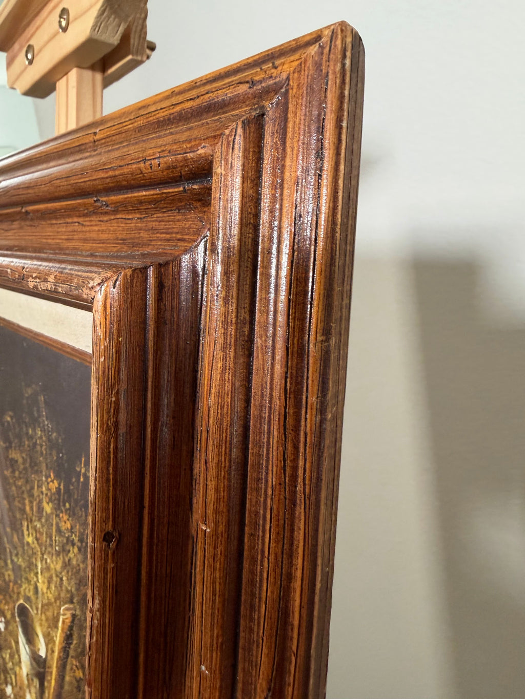 Lot 681: Desmons Oil Painting, Tin Pail in Golden Wildflowers, Signed, Wood Frame, 19 x 23 in