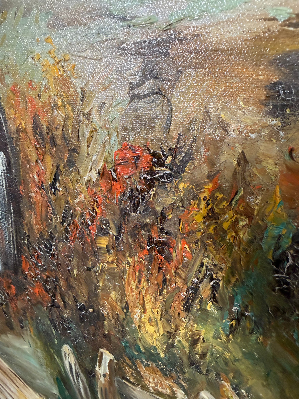Lot 688: Old Water Mill Oil Painting, Stone Mill and Wheel, Signed Celina, Unframed, 24 x 20 in