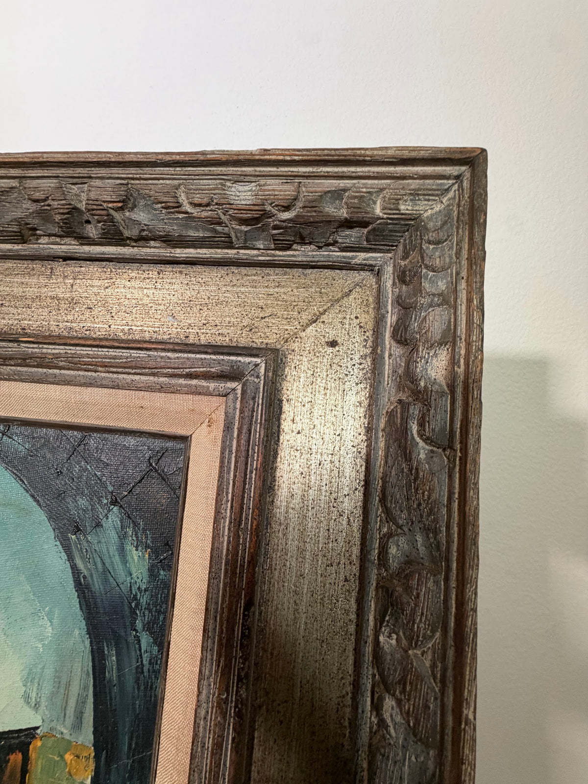 Lot 604: Large Vintage Signed Oil Painting, Mediterranean Village Street Scene, Framed, 29 x 25 in