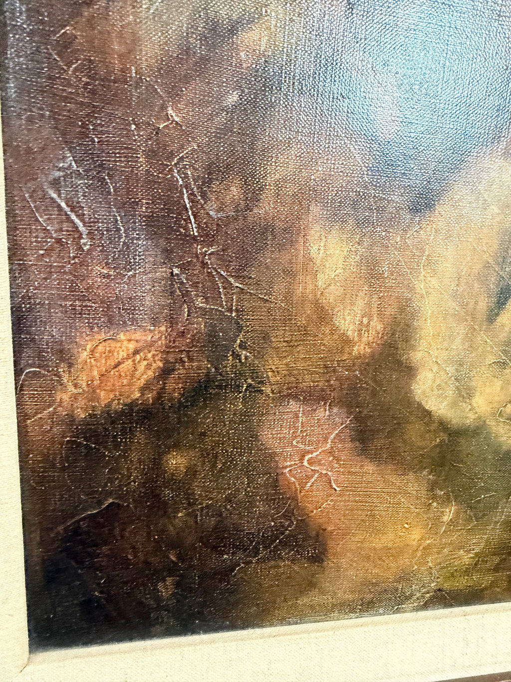 Lot 682: Original Oil Portrait of Bearded Elder, Textured Canvas, Signed, Framed, 27.5 x 23 in