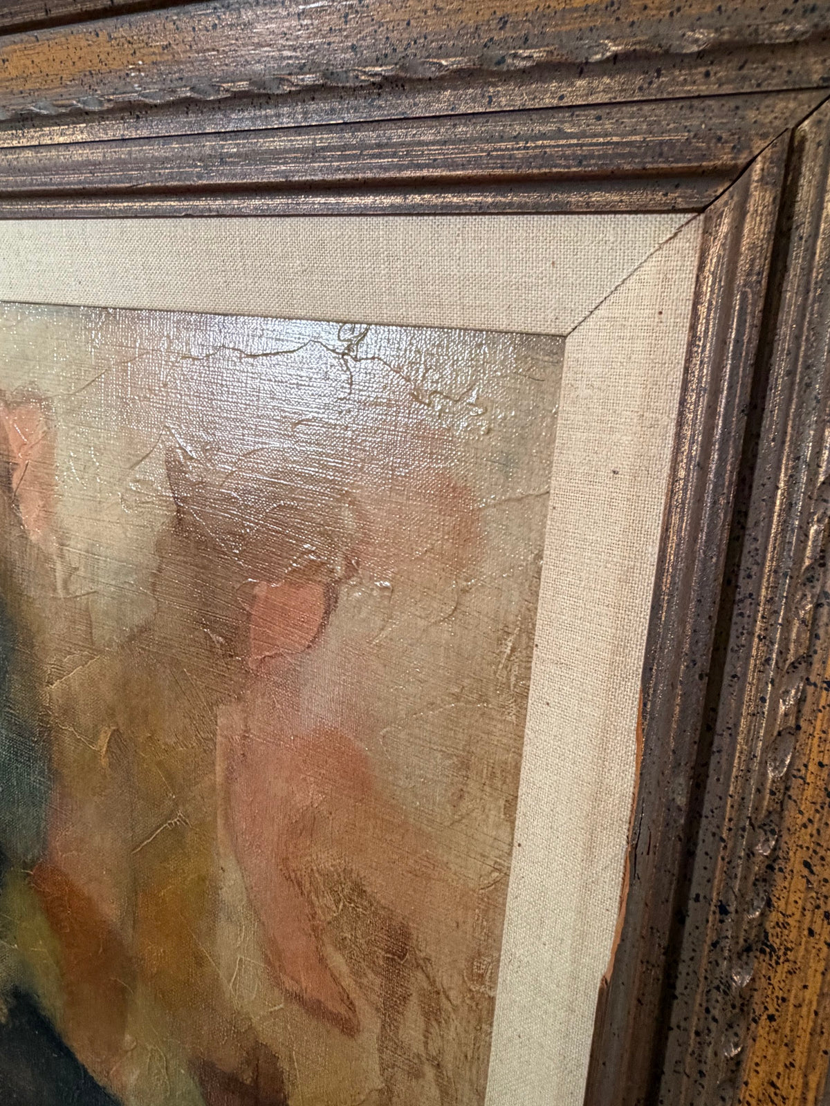 Lot 682: Original Oil Portrait of Bearded Elder, Textured Canvas, Signed, Framed, 27.5 x 23 in