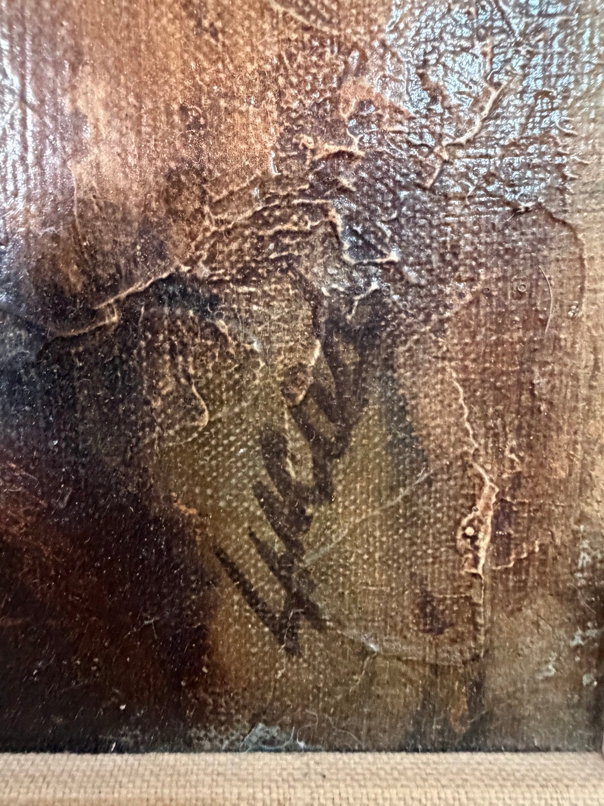Lot 682: Original Oil Portrait of Bearded Elder, Textured Canvas, Signed, Framed, 27.5 x 23 in