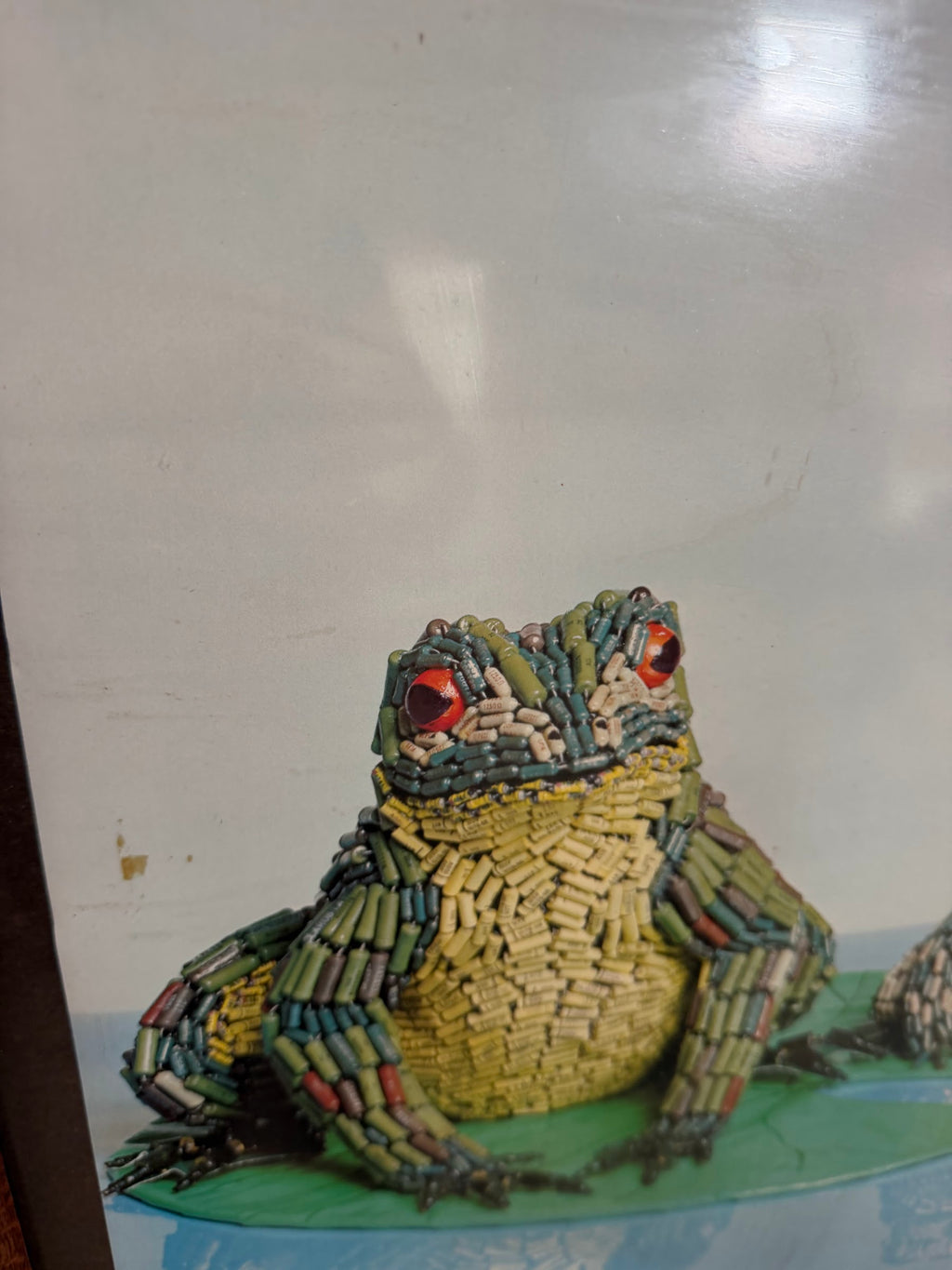 Capacitor Frogs Art, Two Frogs Built from Vintage Electronic Components, Framed