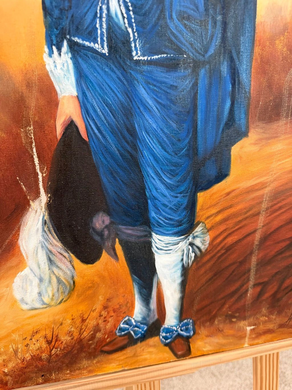 Blue Boy Oil Painting After Gainsborough, Signed, Unframed Canvas, 20 x 24 in