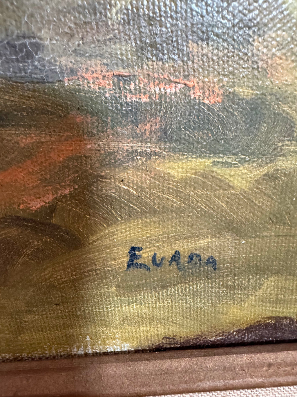Autumn River Landscape Oil Painting, Golden Trees, Signed, Gold Frame, 25 x 21 in