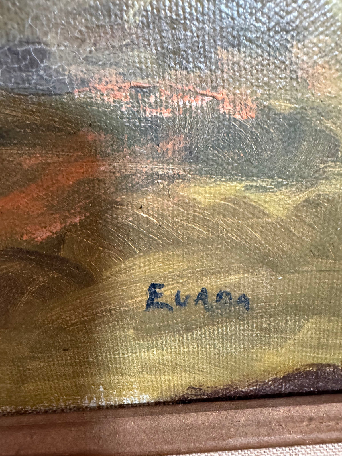 Autumn River Landscape Oil Painting, Golden Trees, Signed, Gold Frame, 25 x 21 in