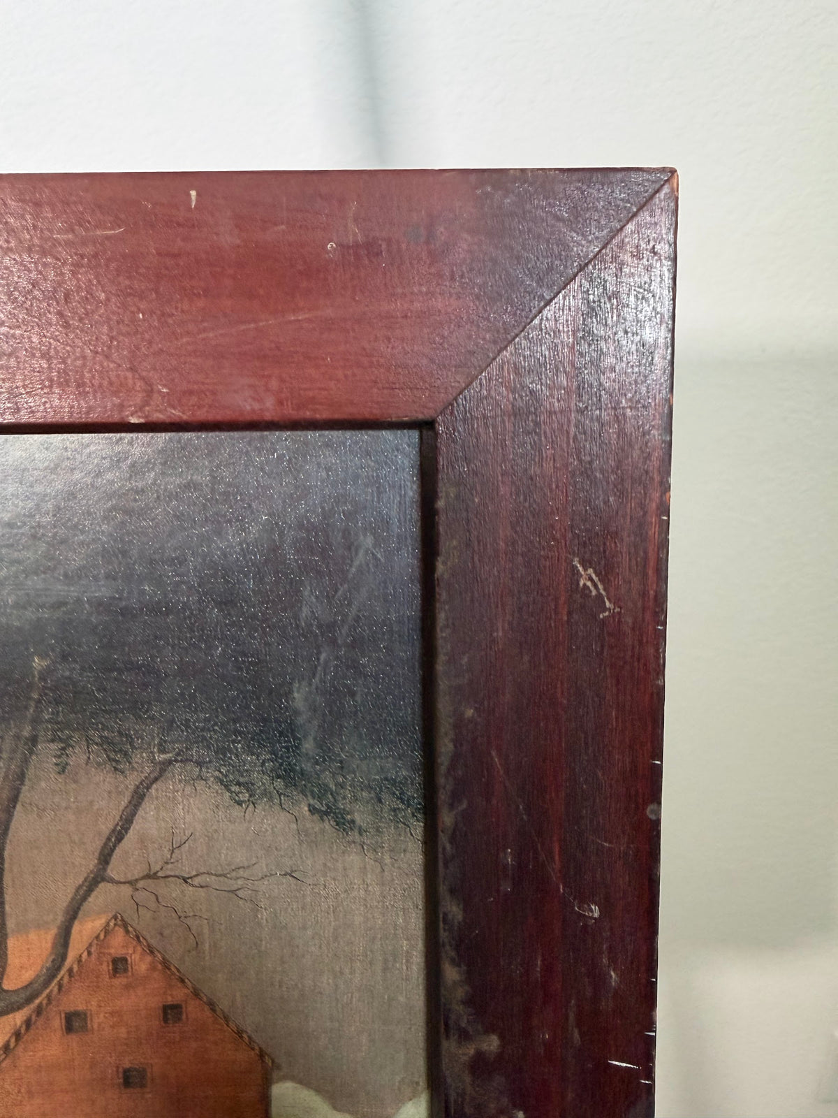 Two by Two Noah's Ark Print After Edward Hicks, Wood Frame with Title Plaque, 23 x 19.5 in