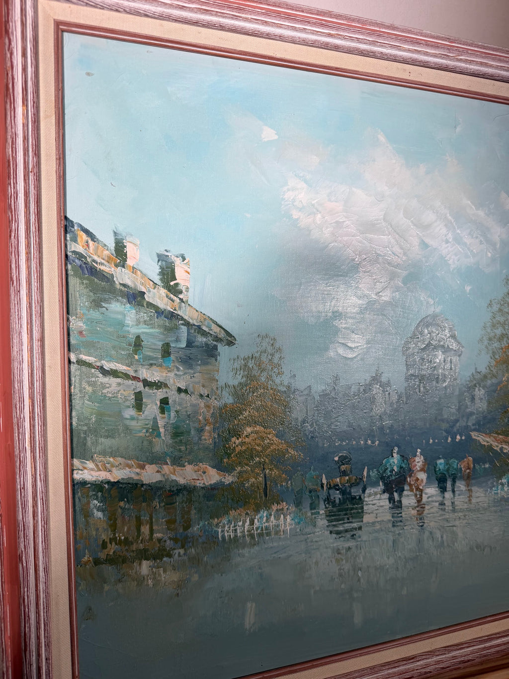 Large Parisian Street Scene Oil Painting, Signed Jim Brown, Framed, 41 x 29 in