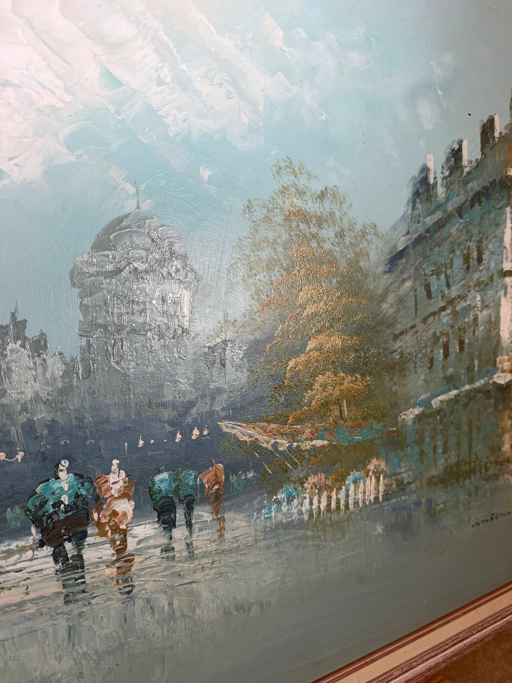 Large Parisian Street Scene Oil Painting, Signed Jim Brown, Framed, 41 x 29 in