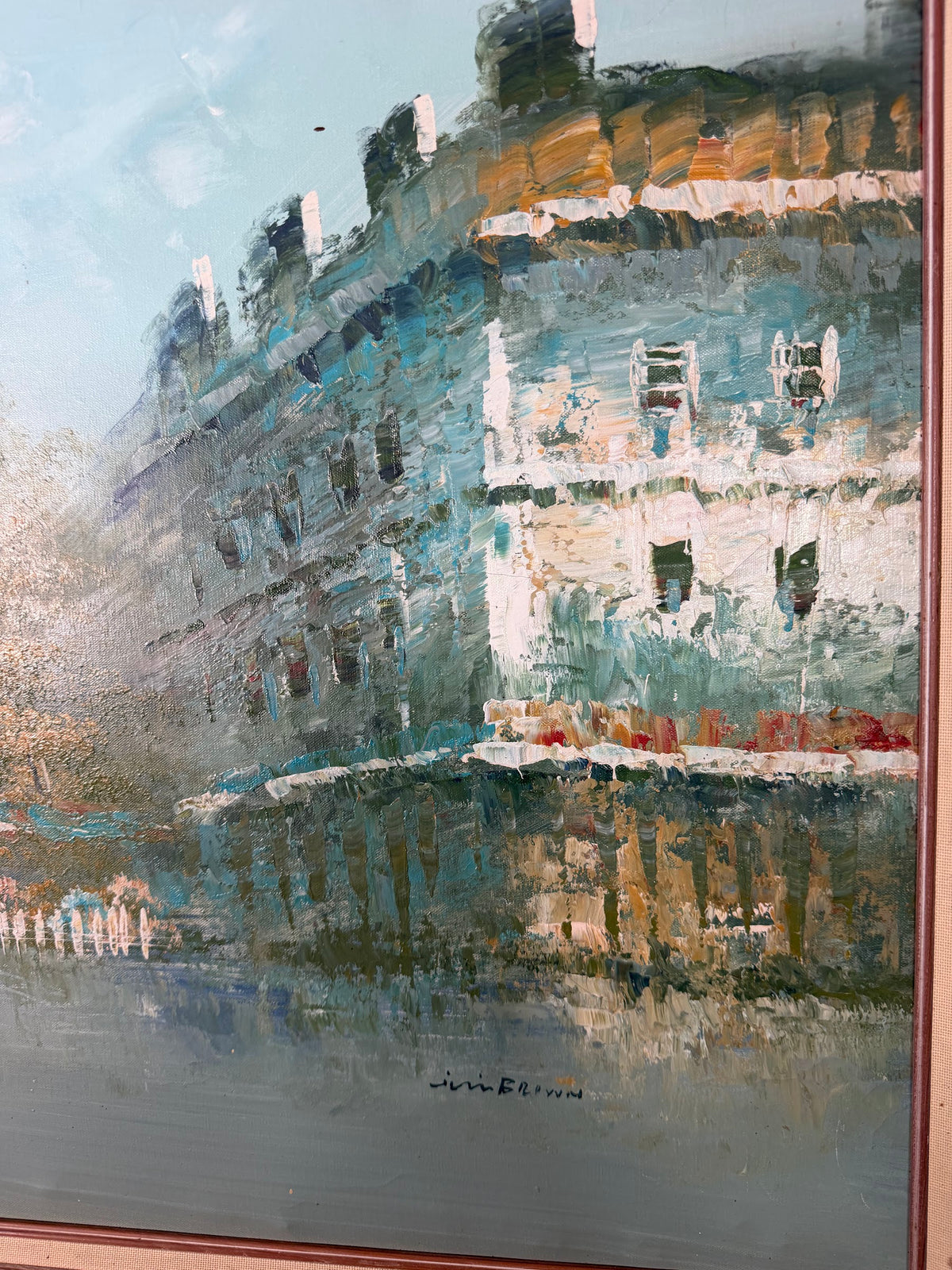 Large Parisian Street Scene Oil Painting, Signed Jim Brown, Framed, 41 x 29 in