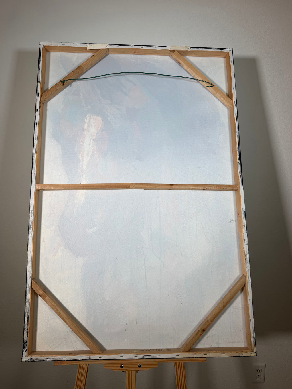 Large Abstract Horse Portrait on Canvas, Turquoise and Rust Drip Style, 32 x 47 in