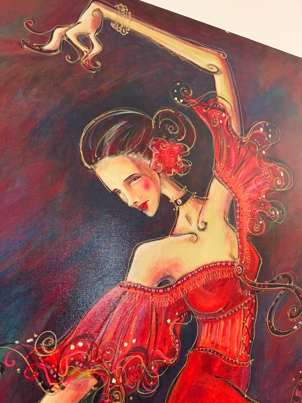 Gina Jrel Flamenco Passion, Signed and Numbered Limited Edition Giclee on Canvas, Hand Embellished, 30 x 40 in