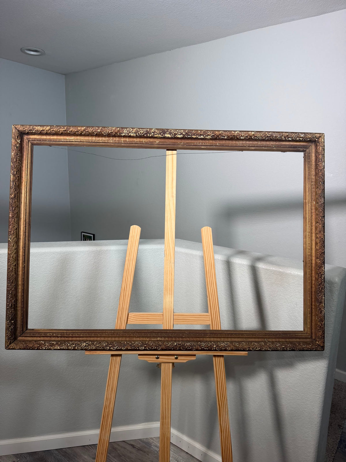 Lot 1026: Ornate Gold Picture Frame, Raised Scrollwork with Antiqued Finish, Empty, Vintage