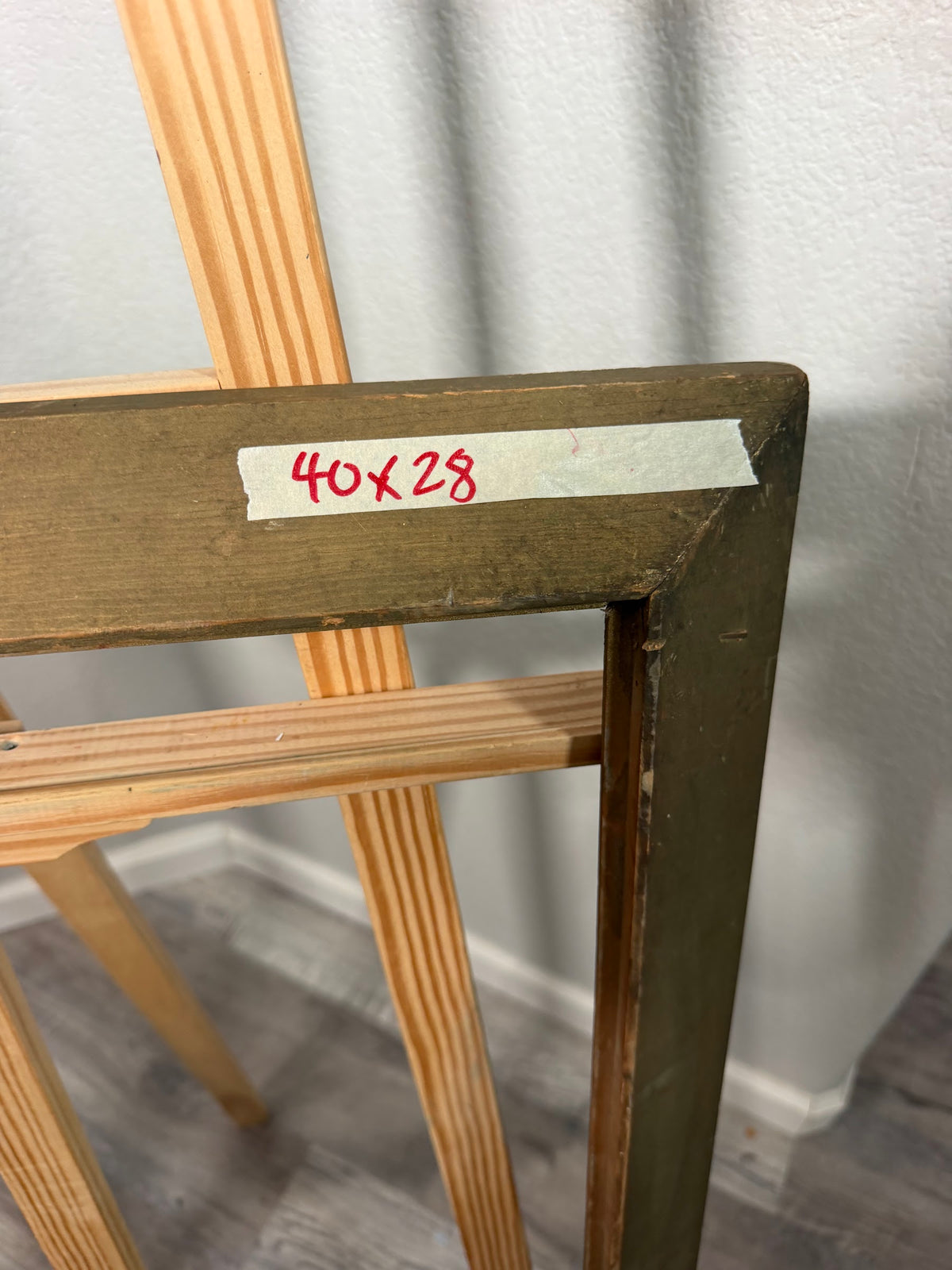 Lot 1027: Large Vintage Gilt Wood Picture Frame, Distressed Gold Finish, Empty, 40 x 28 in